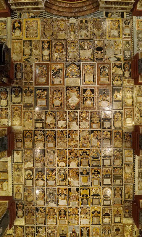 The floor of St. John's Co-Cathedral in Malta, a floor made entirely of marble tombstones housing 400 Knights Hospitallers