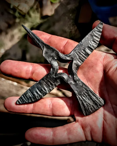 OC hand-forged hummingbird I made out of a railroad spike, using fire and hammer