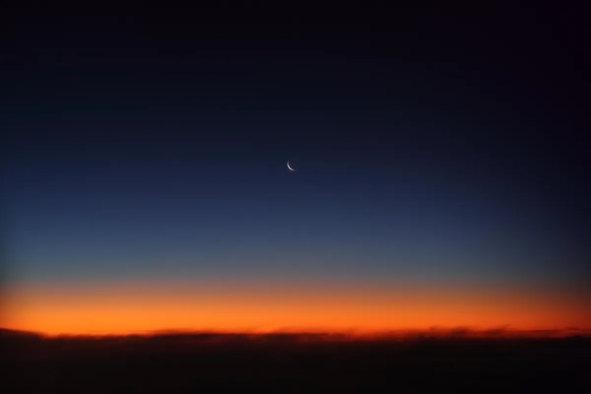 The moon just before sunrise at 40,000ft