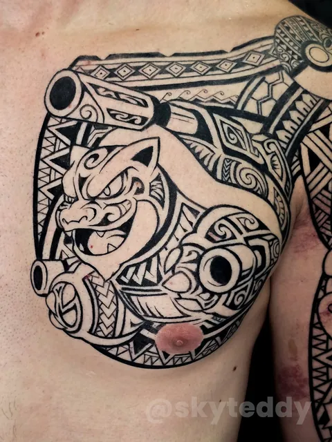 Pokémon tattoo with a maori style
