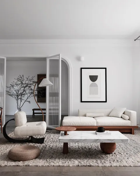 A Japandi style room I designed and rendered