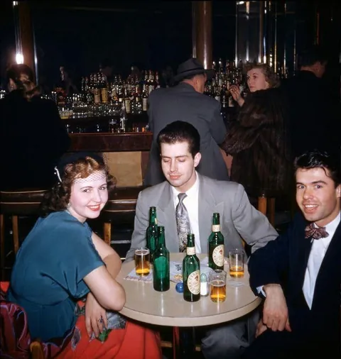 Bar scene in the 1950s, Colour by bright kodachromes.