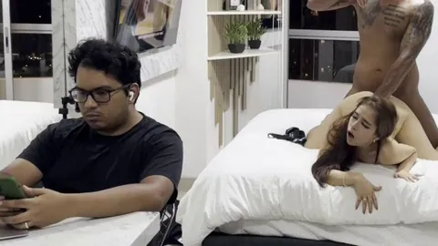 My friend and his GF were watching TV when I came over to use her as I pleased...