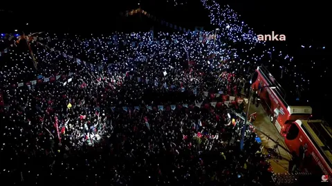 Thousands of people gather in a distinct region of Istanbul to protest the Erdogan Regime.