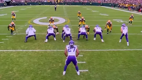 [Highlight] JJ McCarthy takes a snap under center, falls over, and takes a sack