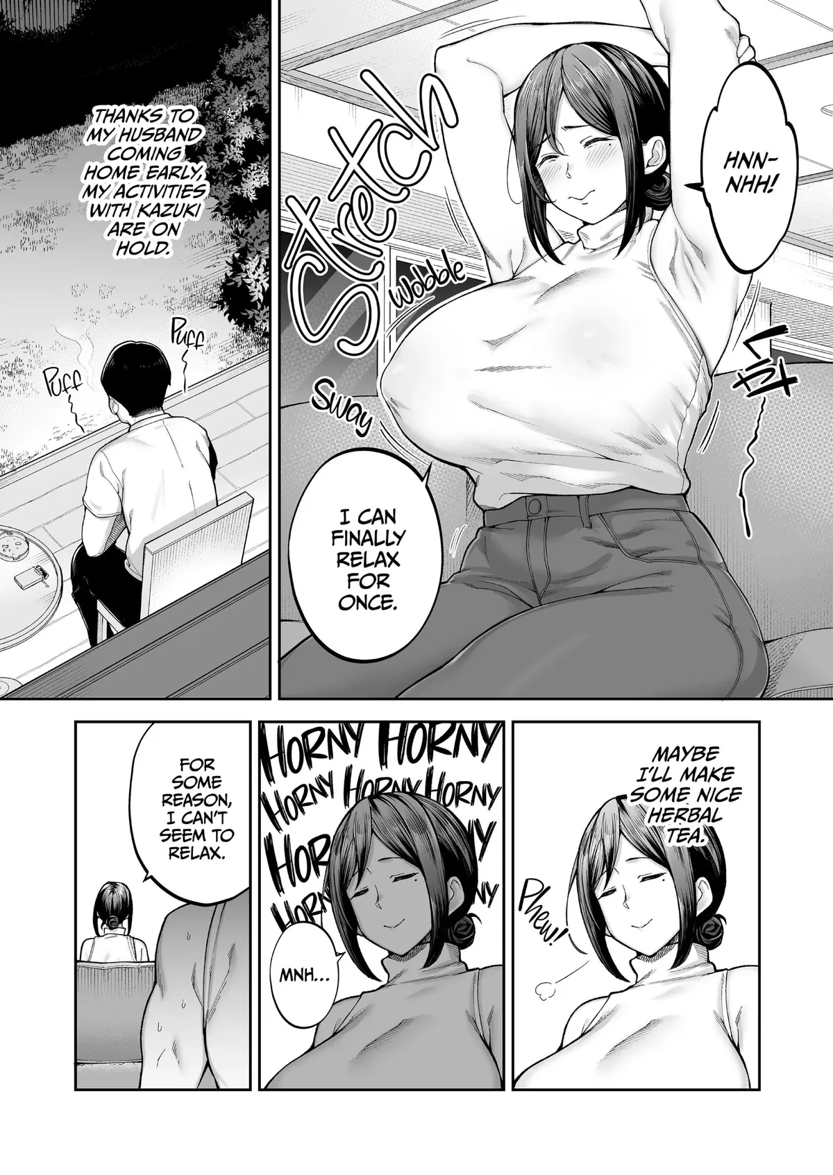 He is having sex with his mom while his father smokes outside