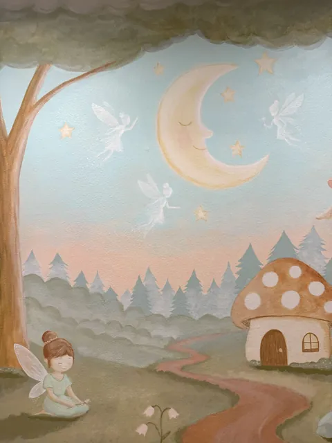 Storybook mural I painted for my baby niece’s nursery