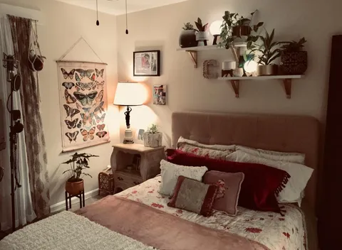 Small cozy bedroom in my old tiny apartment 