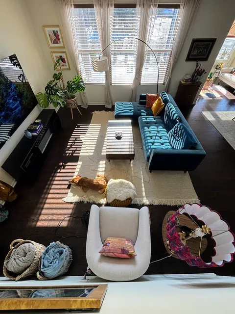 Overlooking the dog, on a cozy winter morning in Michigan