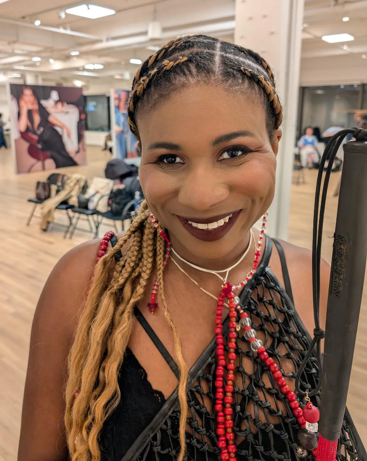 My SO is blind and I do her makeup, here's her look for a Vogue shoot we just did at the Tommy Hilfiger headquarters!