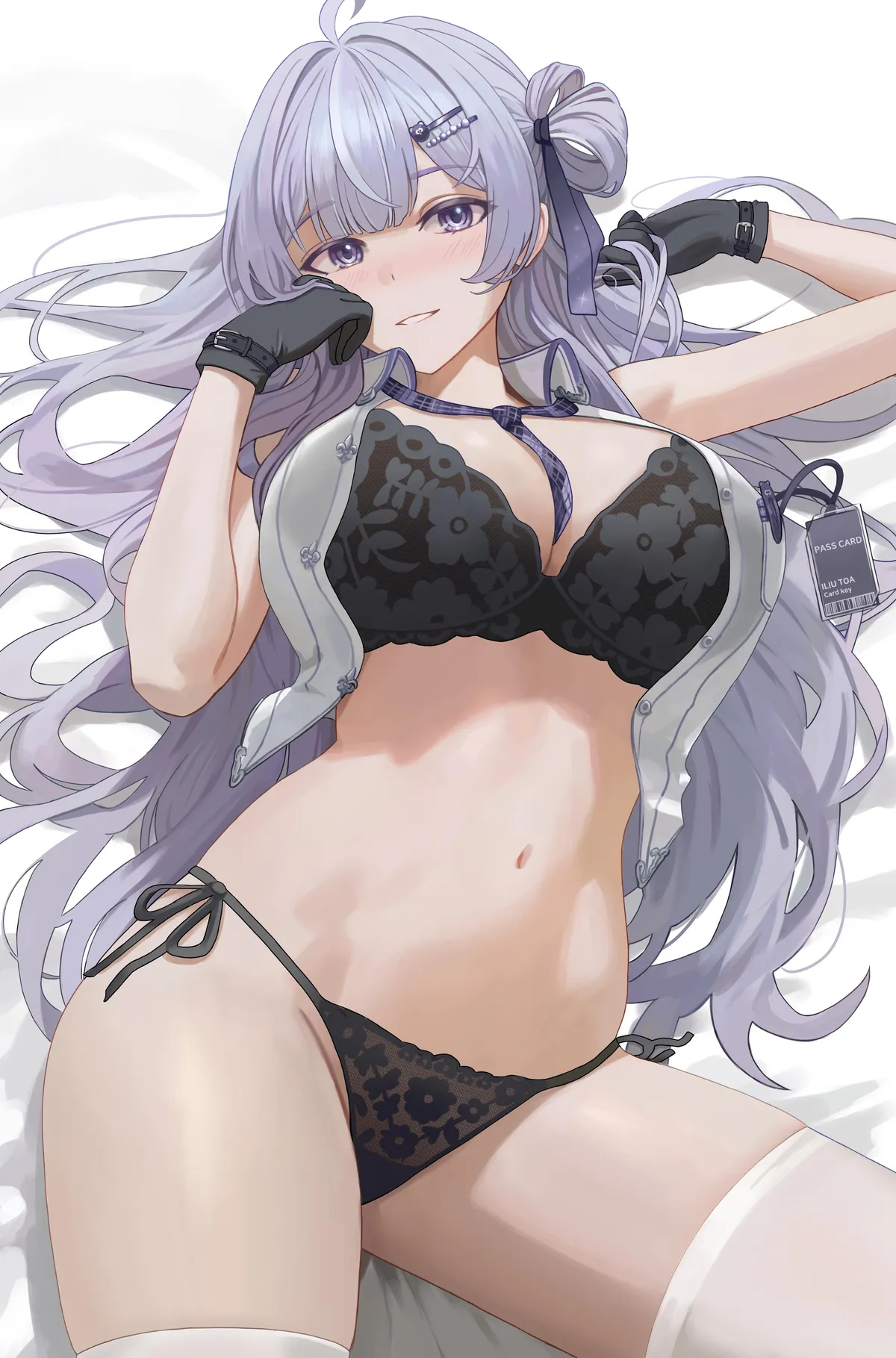 Black lingerie and delicious midriff