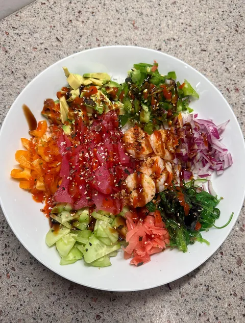 Homemade Tuna and shrimp bowl