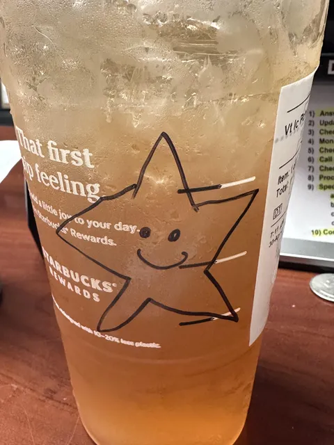 The star a barista drew on my drink