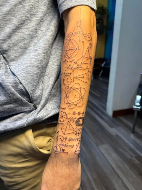 The continuation of my “Math Sleeve” as a high school math teacher. All done by Sierra at Martian Arts in Portland, OR!