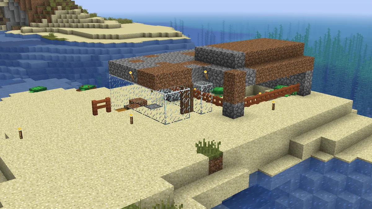 Got my friend to try minecraft, and now she keeps boasting about her turtle pen. So here it is.