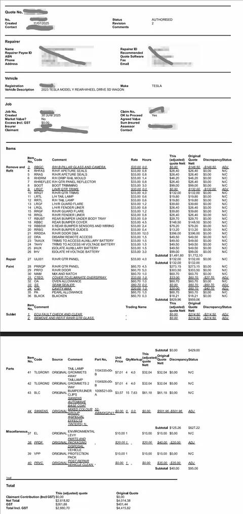 Had an incident where my daughter tapped the Tesla next to us with our door and left a tiny nick (2mm x 3mm). Did the right thing. Turns out to fix a tiny paint nick results in half the Tesla being torn down and put back. Prices in AUD. Assessor suggested not to park next to, or buy a Tesla.