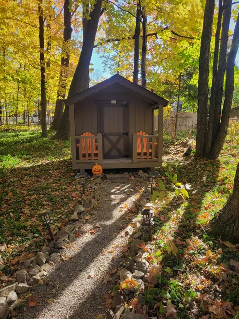 My sons' playhouse in the Fall is the spot I always wanted as a kid