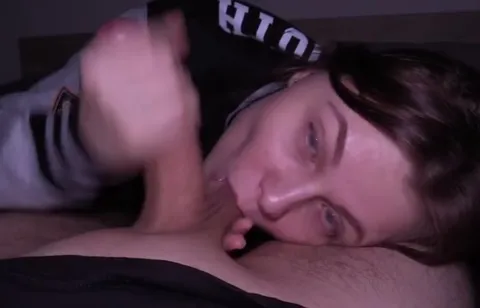 Sucking his balls make every drop come out