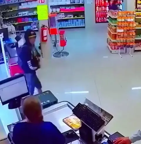 Grandpa knew what he had to do and stopped this guy from robbing the store