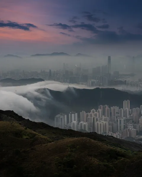 Morning mist rolling into Hong Kong