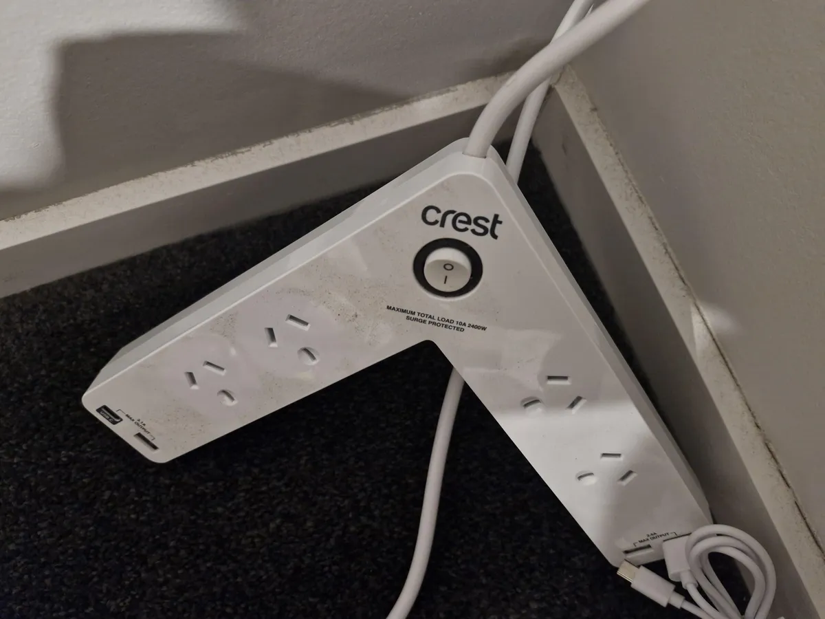 Powerboard to fit in the corner, except the cable comes out of the corner. 🤦‍♂️