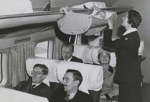 In the '50s, Babies could have their own space on some Airlines.