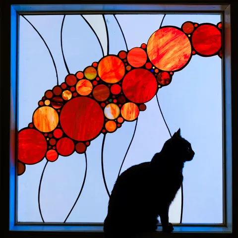 ITAP of my cat in a stained glass window
