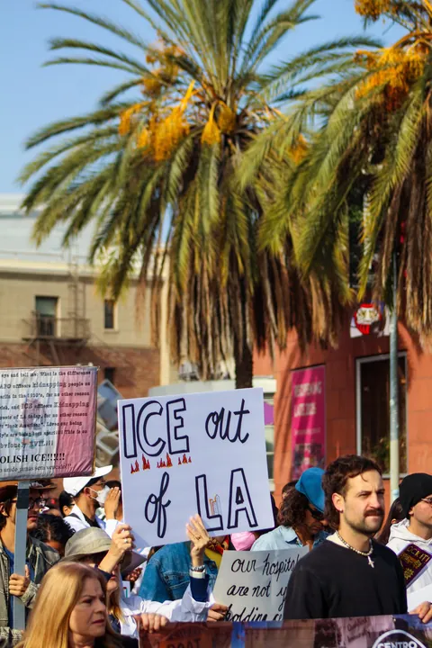 Healthcare workers marched through Los Angeles today to protest ICE mistreatment of detainees [OC]