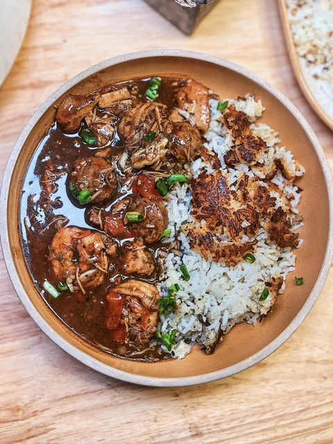 [homemade] Gumbo w/ crispy rice 