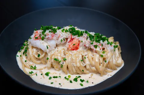 [homemade] Miso, Parmesan Asiago, garlic and lobster pasta