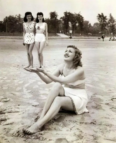Forced Perspective on the Beach, circa 1943