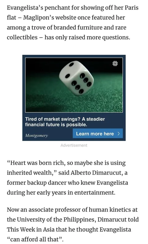 Heart Evangelista on South China Morning Post