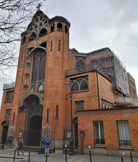 The gothic art nouveau church, Saint-Jean de Montmartre (1904) in Paris. Described by Le-Corbusier as "hideous".
