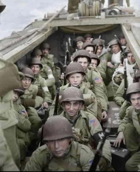 June 6, 1944. US Soldiers heading to Omaha beach.
