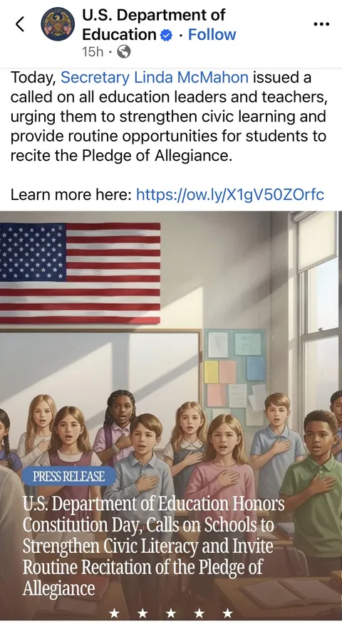 This error-riddled AI slop was actually posted by the actual US Department of Education.