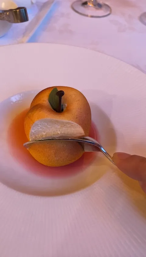 [i ate] Peach shaped peach cheesecake