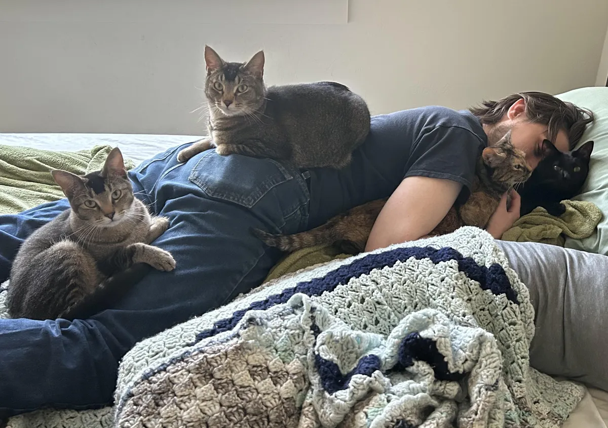 Husband just got home from work.