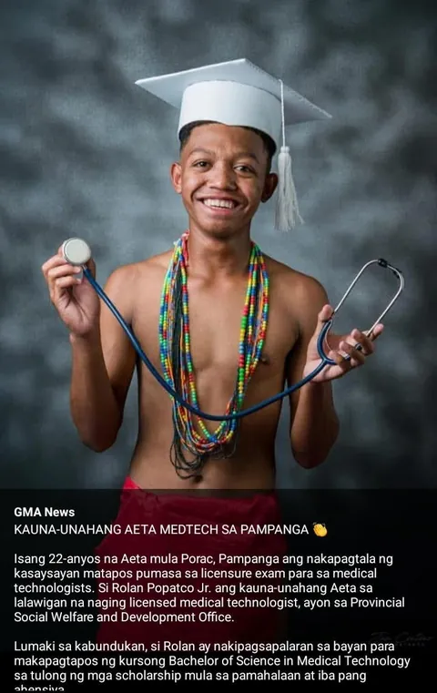 ROLAN POPATCO JR. First Aeta medtech from Pampanga