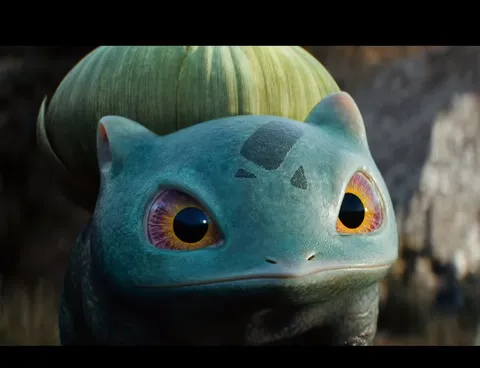 Bulbasaur as he appears in the upcoming live action Pokemon movie.