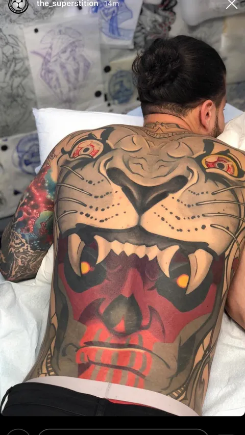 3 Years, not done yet but starting to take shape. Mayan Jaguar Warrior @ GURU Tattoo, San Diego, CA •COOPER• the_superstition