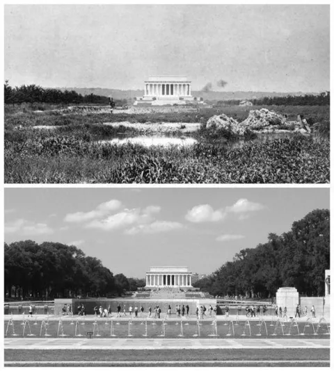 Lincoln Memorial when it was built vs today