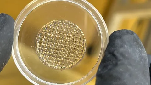 A photo of 3D-printed imitation Skin that could replace animal testing. Source for the information located in the comment section.