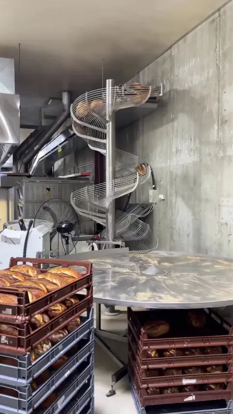 Sourdough chute at a bakery