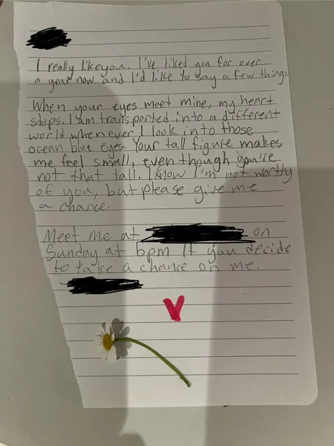 Guys a girl at my school slipped this into my locker on friday- but I have a gf.