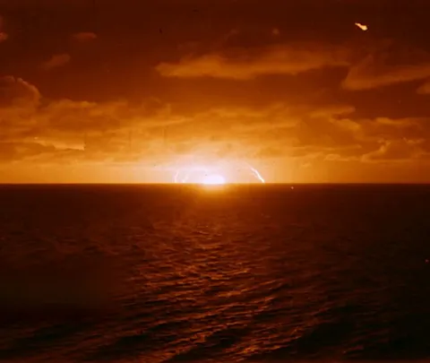 Largest nuclear test by USA.  15 MT Castle Bravo,1954