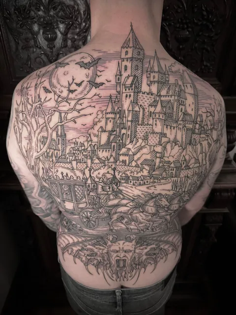 Dracula back piece made by me (Ivan Zagusta) at Zaraza tattoo shop in Warsaw, PL