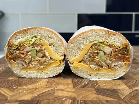 [homemade] nashville hot chicken salad sandwich. kinda.