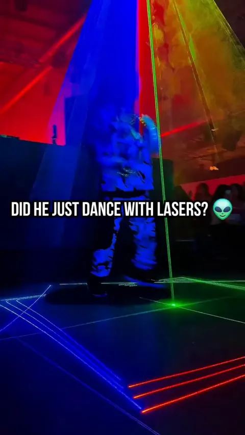 The precision and timing required to make lasers look like solid, handheld objects is insane