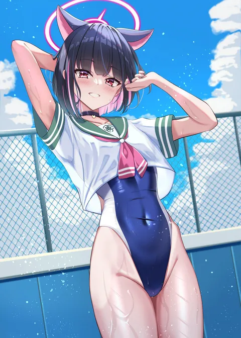 Summer Schoolgirl Swimsuit Kazusa [Blue Archive]