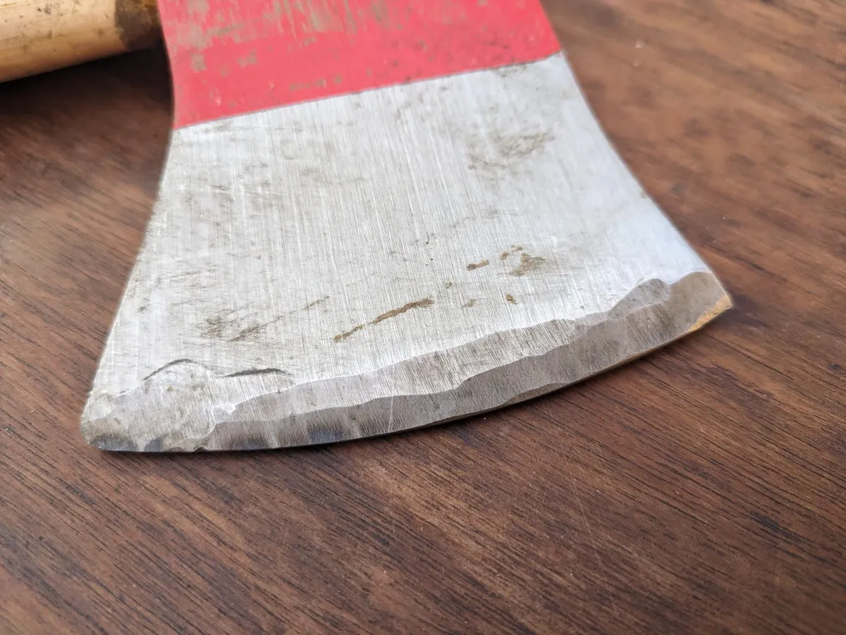 My parents took my brand new axe without my knowledge and sharpened it using a bench grinder.